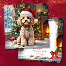 Tarjeta Festiva A Cute Poodle Christmas Personalized
