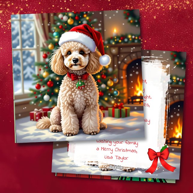 Tarjeta Festiva A Cute Poodle Christmas Personalized (Subido por el creador)