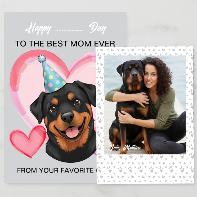 Tarjeta Festiva A cute Rottweiler on a special occasion for Mom (Subido por el creador)