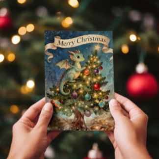 Tarjeta Festiva A Dragon’s Christmas Eve