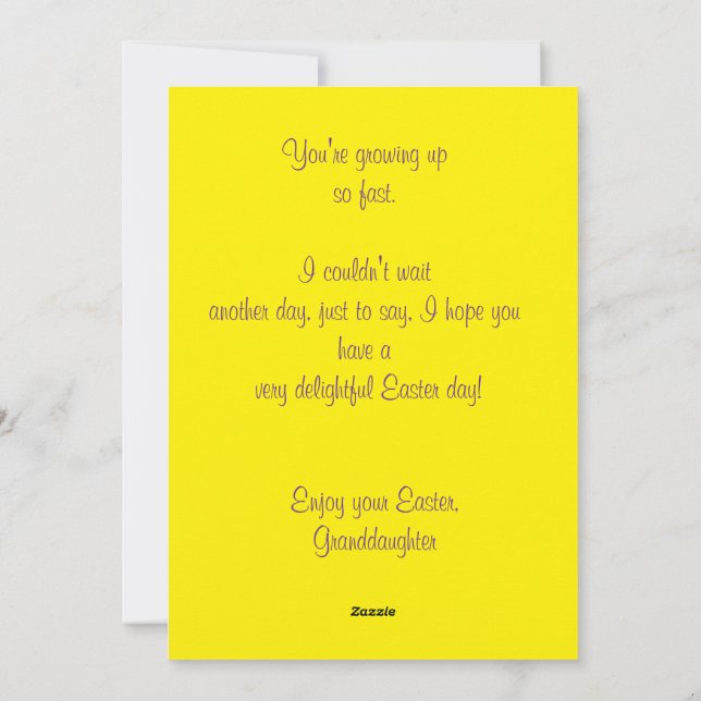 TARJETA FESTIVA A GRANDDAUGHTER'S PERSONALIZED EASTER CARD  (Reverso)