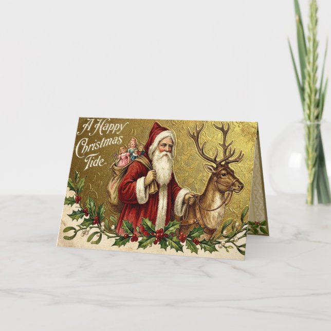 Tarjeta Festiva A Happy Christmas Tide (Anverso)