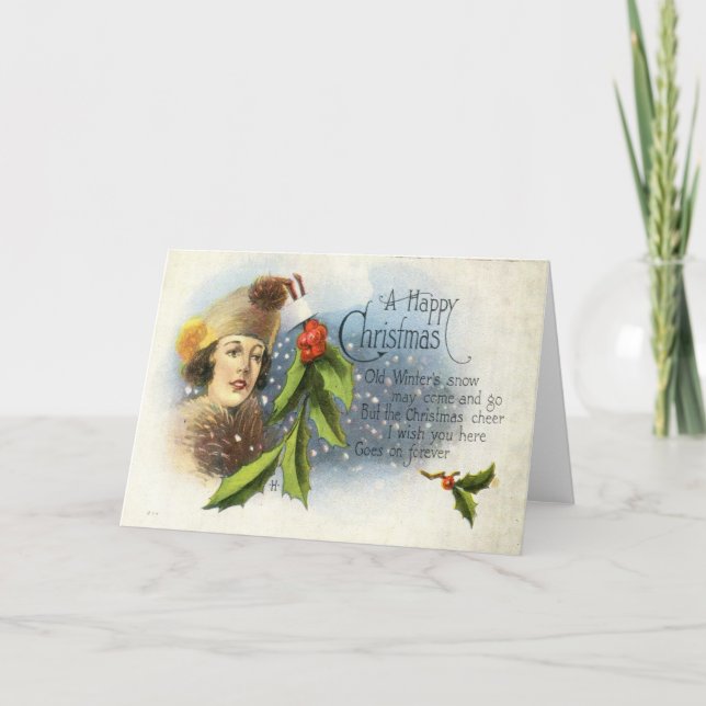 Tarjeta Festiva A Happy Navidades 1922 (Anverso)