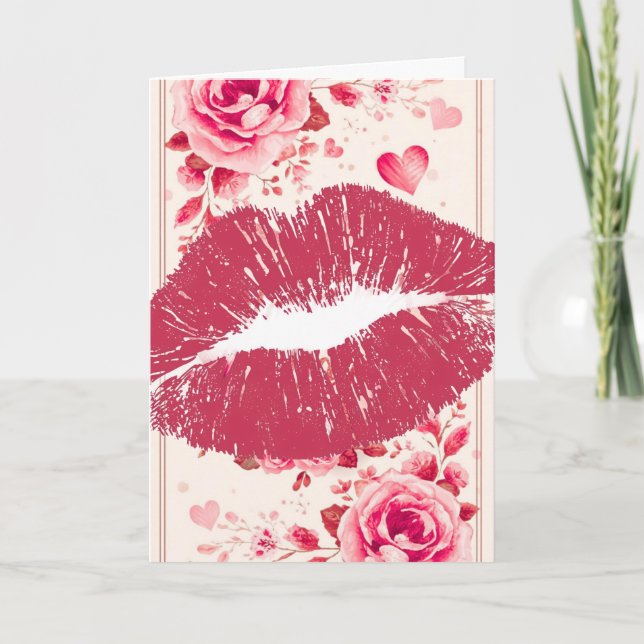 Tarjeta Festiva A Kiss For You on a Valentine's Day (Anverso)