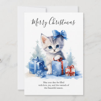 Tarjeta Festiva A Kitten's Snowy Christmas Gift