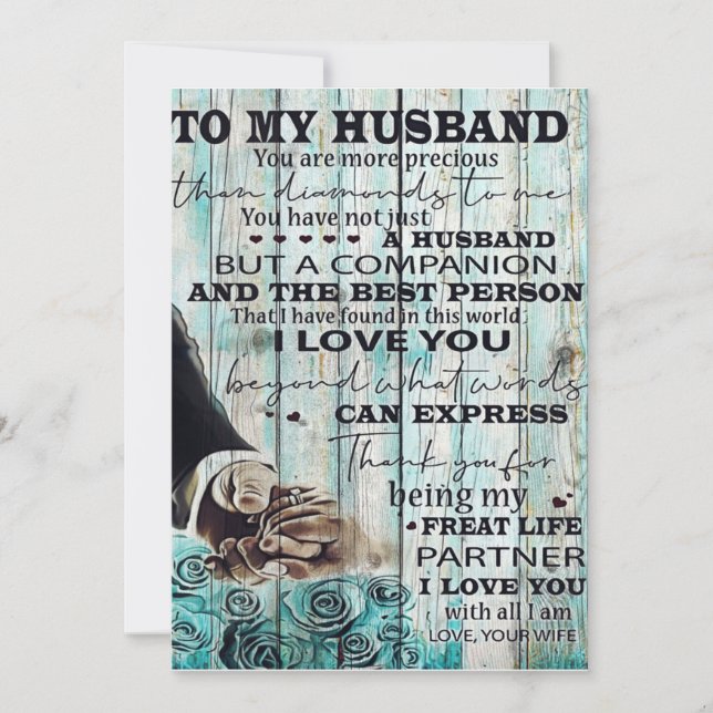 Tarjeta Festiva A la carta de mi marido | Agradable Regalo Para El (Anverso)