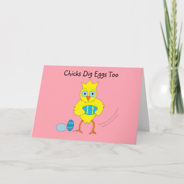 Tarjeta Festiva A las gallinas también les gustan los huevos (Anverso)