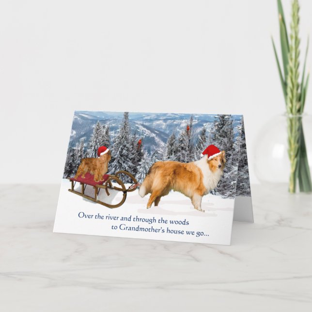 Tarjeta Festiva A los Navidades de la casa de la abuela (Anverso)