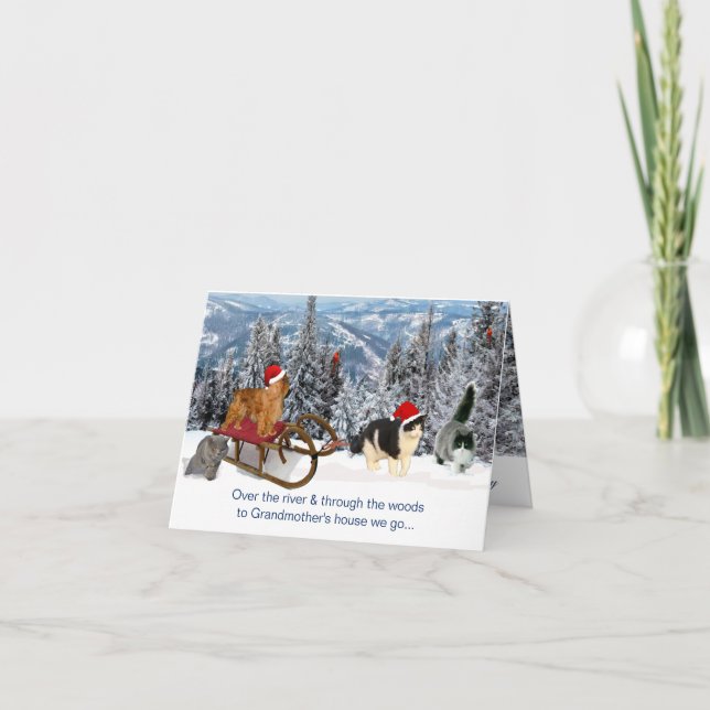 Tarjeta Festiva A los Navidades de la casa de la abuela (Anverso)