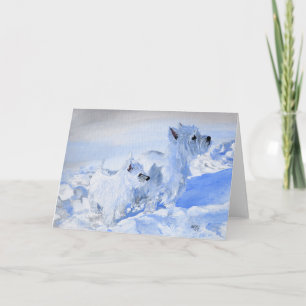 Tarjeta Festiva A los Westies les encanta el invierno
