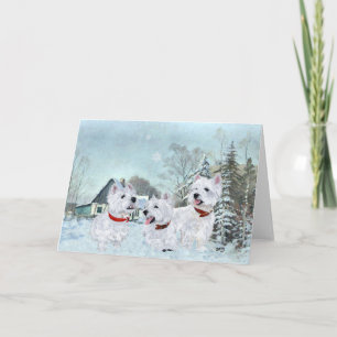 Tarjeta Festiva A los Westies les encanta el invierno