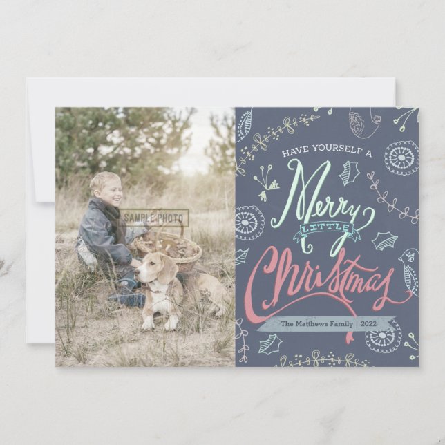 Tarjeta Festiva A Merry Little Christmas Holiday Photo Card (Anverso)