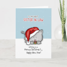 Tarjeta Festiva A mi dulce cuñada - Cat Christmascard