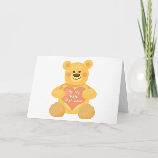 Tarjeta Festiva A mi esposa con el oso del amor (Anverso)