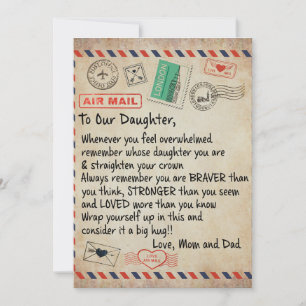 Tarjeta Festiva A Mi Hija, Carta De Amor A Nuestra Hija