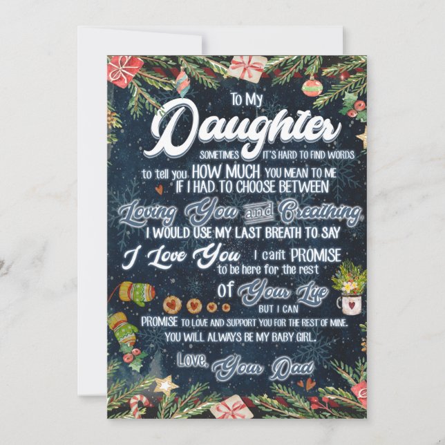 Tarjeta Festiva A Mi Hija, Regalo, Navidades Carta A La Hija (Anverso)