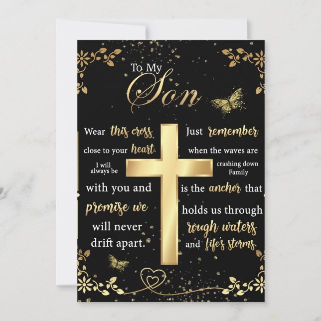 Tarjeta Festiva A mi hijo Regalo, Butterfly Lover, Floral Son Letr (Anverso)
