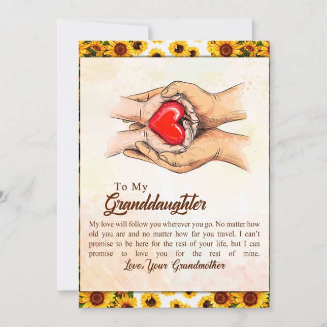 Tarjeta Festiva A Mi Nieta El Regalo Girasol De La Abuela (Anverso)