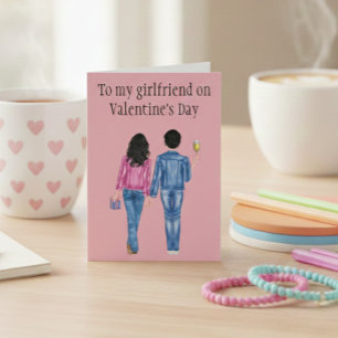 Tarjeta Festiva A mi novia sobre acuarela El día de San Valentín