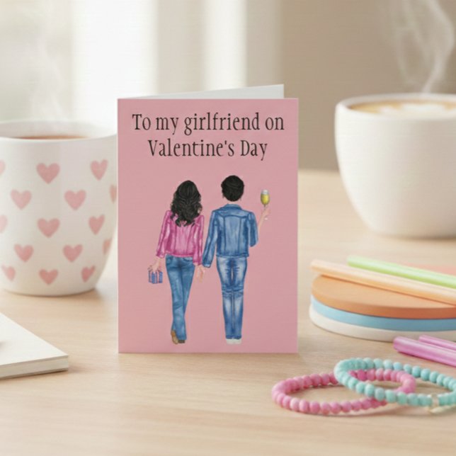 Tarjeta Festiva A mi novia sobre acuarela El día de San Valentín (Subido por el creador)