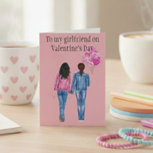 Tarjeta Festiva A mi novia sobre acuarela El día de San Valentín