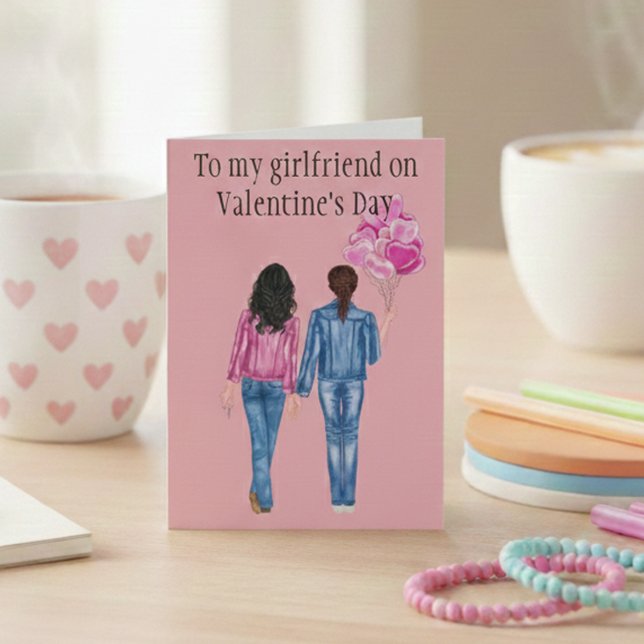 Tarjeta Festiva A mi novia sobre acuarela El día de San Valentín (Subido por el creador)