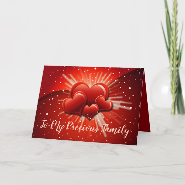 Tarjeta Festiva A mi preciada familia Corazón Rojo Valentine (Anverso)