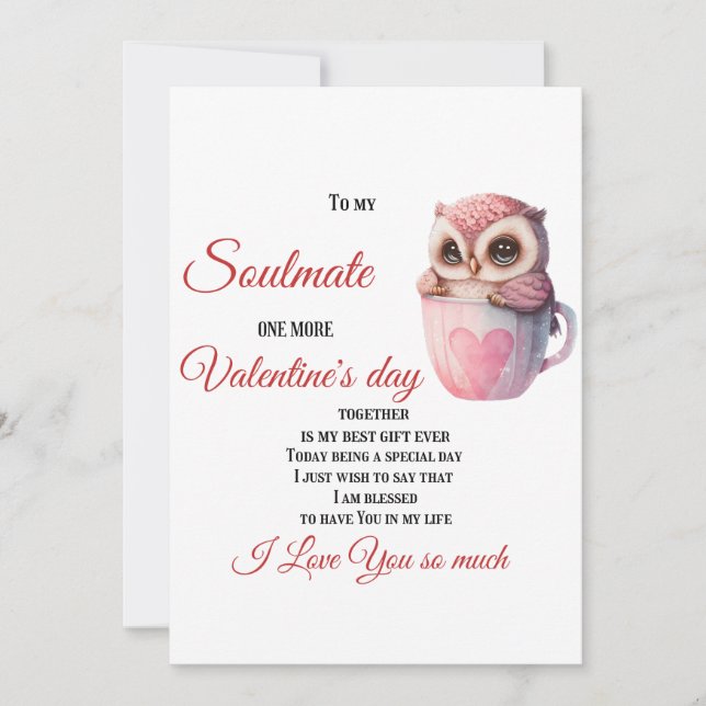 Tarjeta Festiva A mi Soulmate, un El día de San Valentín más junto (Anverso)