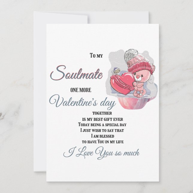Tarjeta Festiva A mi Soulmate, un El día de San Valentín más junto (Anverso)