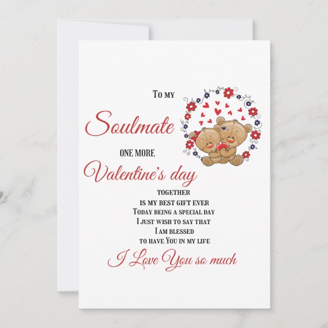 Tarjeta Festiva A mi Soulmate, un El día de San Valentín más junto (Anverso)