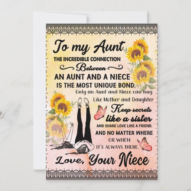 Tarjeta Festiva A Mi Tía Regalo, Regalo De Girasol De Grecia (Anverso)