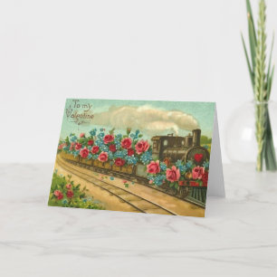 Tarjeta Festiva A mi tren floral de San Valentín
