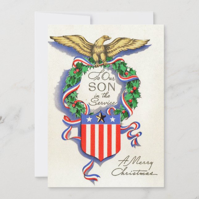Tarjeta Festiva A nuestro hijo en servicio Navidades (Anverso)