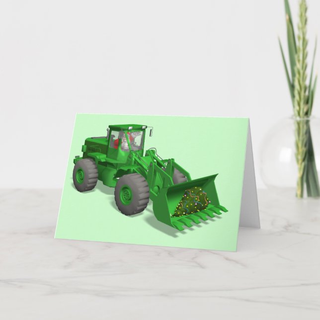Tarjeta Festiva A Papá Noel le encantan los bulldozers (Anverso)