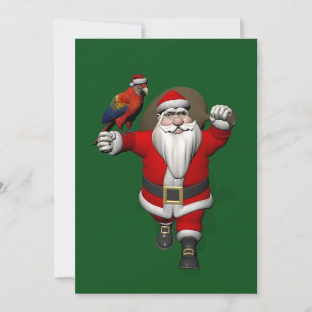 Tarjeta Festiva A Papá Noel le encantan los loros de Macaws (Anverso)