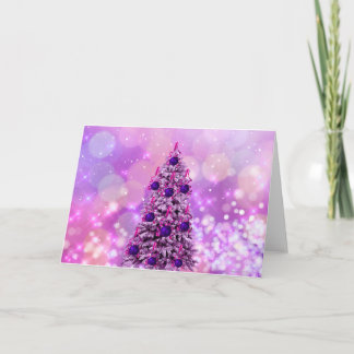 Tarjeta Festiva A pink and purple Christmas Tree