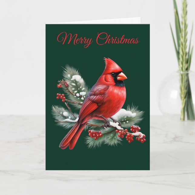 Tarjeta Festiva A Red Cardinal (Anverso)