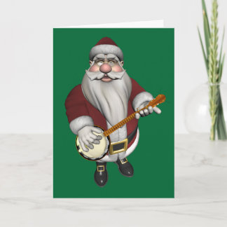 Tarjeta Festiva A Santa Claus le encanta su banjo