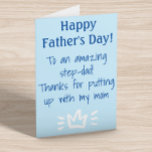 Tarjeta Festiva A Step-Dad Funny Feliz Día del Padre<br><div class="desc">Este diseño se puede personalizar haciendo clic en el botón personalizar y cambiando el nombre, las iniciales o las palabras. También puede cambiar el color y estilo del texto o eliminar el texto para un diseño de sólo imagen. Contáctame en colorflowcreations@gmail.com si quieres tener este diseño en otro producto. Compra...</div>