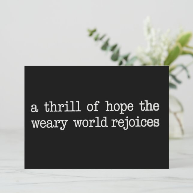 Tarjeta Festiva A Thrill Of Hope The Weary World Rejoices Jesus (Anverso de pie)
