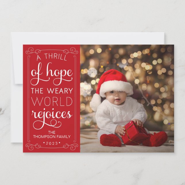 Tarjeta Festiva A Thrill of Hope Weary World Rejoices Photo Card (Anverso)