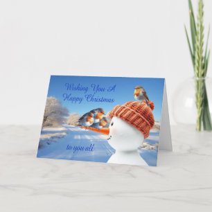 Tarjeta Festiva A todos los robots y Navidades de Snowman