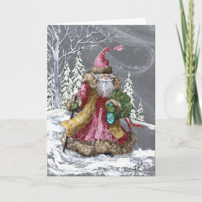 TARJETA FESTIVA A TRAVÉS DE LA NIEVE (Anverso)