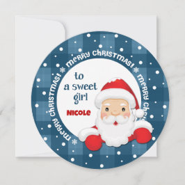 Tarjeta Festiva A un dulce Chica de Santa Claus. Navidades