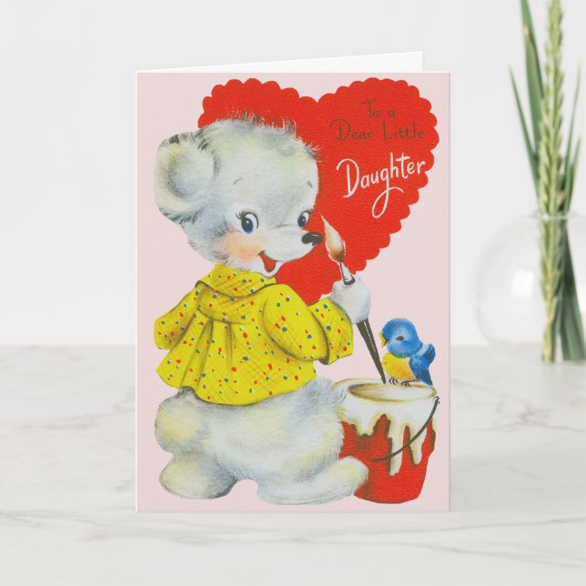Tarjeta Festiva A Un Querido Personalizado De Hija Retro Valentine (Anverso)