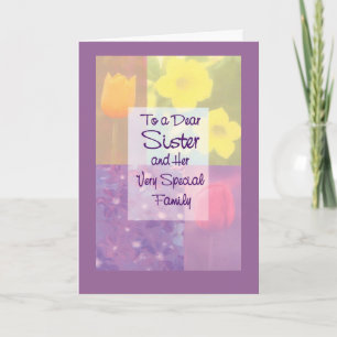 Tarjeta Festiva A una estimada hermana y a su familia muy especial