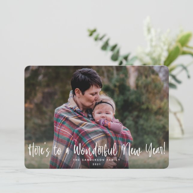 Tarjeta Festiva A una maravillosa foto de Año Nuevo (Anverso de pie)