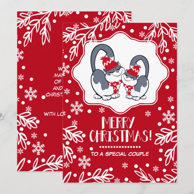 Tarjeta Festiva A una pareja especial de Navidades saludando tarje (Anverso / Reverso)