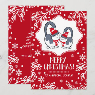 Tarjeta Festiva A una pareja especial de Navidades saludando tarje