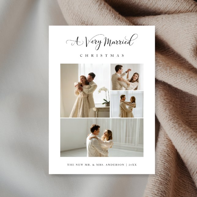 Tarjeta Festiva A Very Married Christmas Elegant 4 Photo (Subido por el creador)